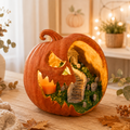 Halloween Pompoen met Kerkhof Tafereel