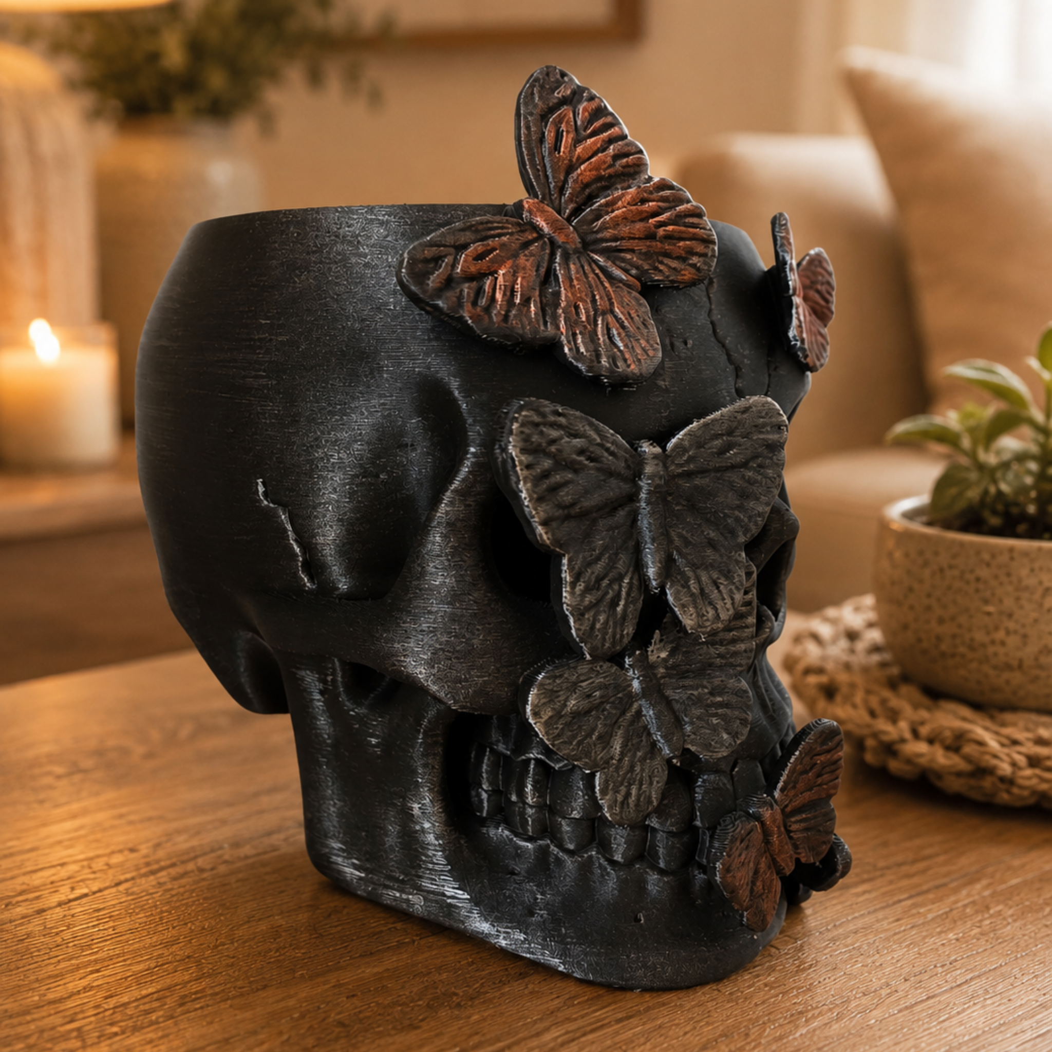 Decoratieve Schedel met Vlinders